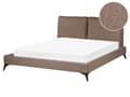 Miniatyrbillede 1 af 11: Seng Brun Boucle 160 x 200 cm Moderne To Mands Blød Sengegavl Dobbeltseng Sengeramme Retro Design Stofseng Plys