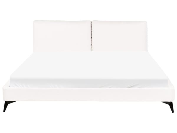 Seng Off White Boucle 180 x 200 cm Moderne To Mands Blød Sengegavl Dobbeltseng Sengeramme Retro Design Stofseng Plys
