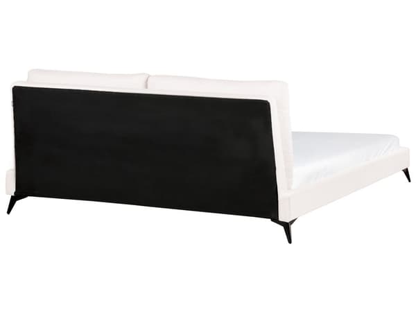 Seng Off White Boucle 180 x 200 cm Moderne To Mands Blød Sengegavl Dobbeltseng Sengeramme Retro Design Stofseng Plys