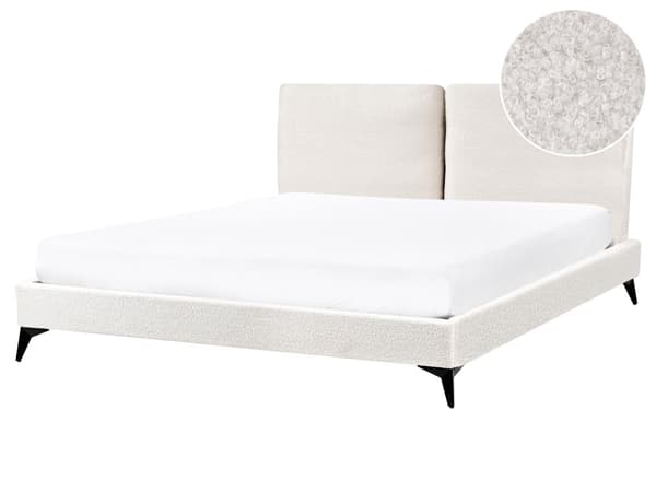 Seng Off-White Boucle 160 x 200 cm Moderne Polstret Hodegjerde Polstret Moderne Design Spaltegulv