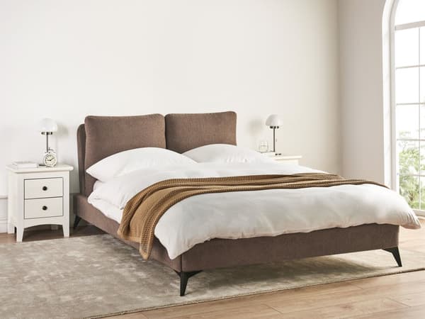 Seng Brun Boucle 140 x 200 cm Moderne Polstret Hodegjerde Polstret Moderne Design Spaltegulv