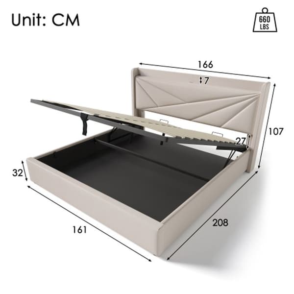 Säng med dubbelsängsnät Säng med förvaring Huvudgavel med USB-C-laddningsfunktion, 160x200 med ribbotten (utan madrass)