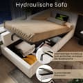 Miniatyrbild 4 av 6: Säng med dagsmått 90x200cm och hydraulisk förvaring, läslampa och USB-C sängram med träribb. Sammet, beige.