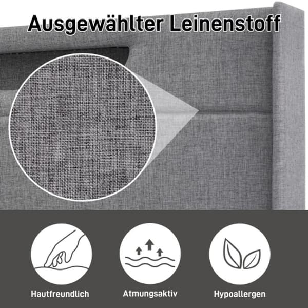 Lits LED tapissés med förvaring och USB Typ C och LED-belysning Sängbotten med lameller (utan madrass) 140x200