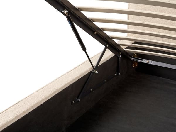 Seng med oppbevaring Beige Bouclé 160 x 200 cm Lamellramme Sengegavl Moderne Minimalistisk Dobbeltseng Soverom