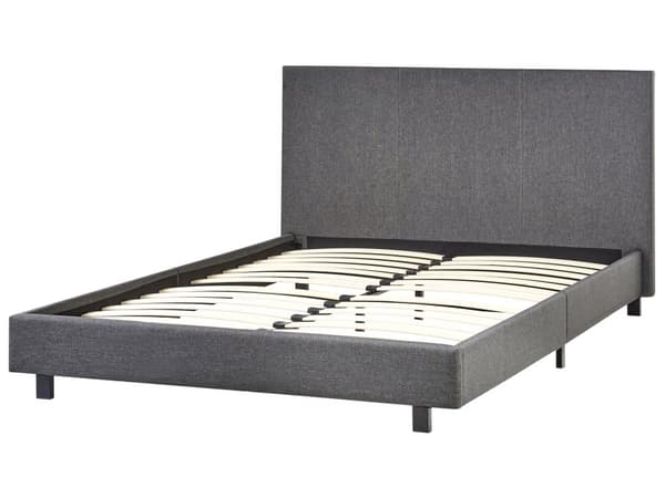 Seng Grå Polyester 140 x 200 cm Dekorativ Tre Kvart Seng med Sengegavl Halvanden Mands Kvalitetseng Stofseng Teenageværelse