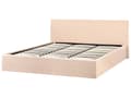 Miniatyrbillede 5 af 11: Seng Beige Boucle 180 x 200 cm Moderne To Mands Seng med Opbevaring Blød Sengegavl Dobbeltseng Sengeramme Retro Design