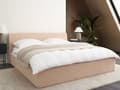Miniatyrbillede 2 af 11: Seng Beige Boucle 180 x 200 cm Moderne To Mands Seng med Opbevaring Blød Sengegavl Dobbeltseng Sengeramme Retro Design