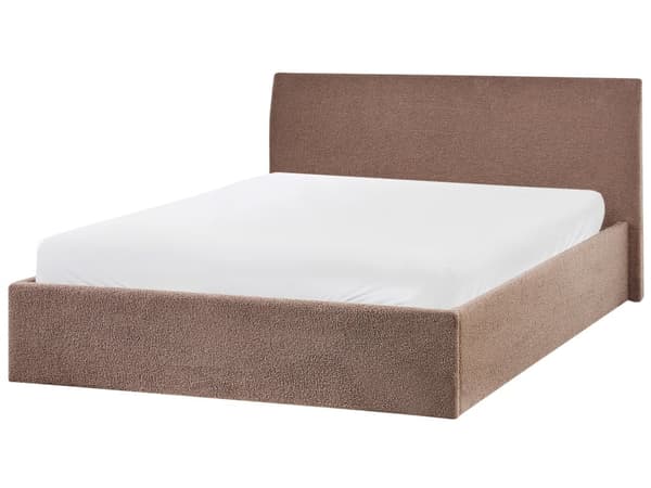 Sengeramme Brun Boucle 140 x 200 cm Oppbevaring med Sengegavl