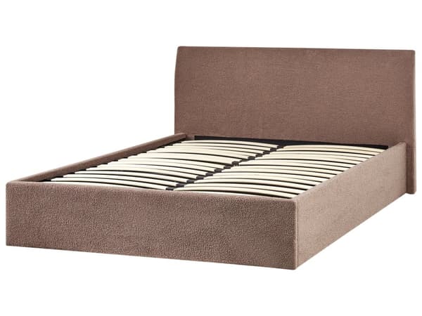 Sengeramme Brun Boucle 140 x 200 cm Oppbevaring med Sengegavl