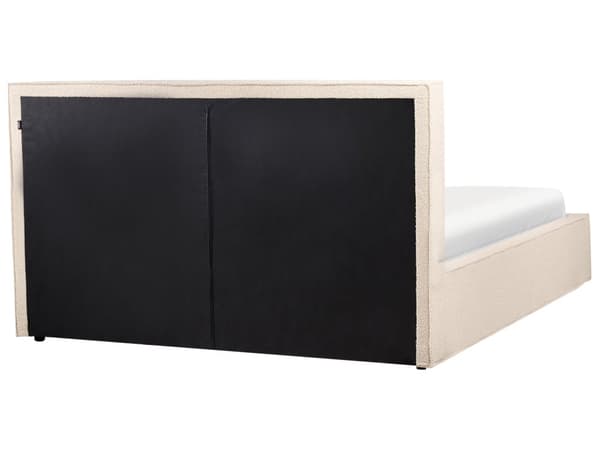 Seng Beige Boucle 180 x 200 cm Moderne To Mands Seng med Opbevaring Blød Sengegavl Dobbeltseng Sengeramme Retro Design