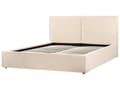 Miniatyrbillede 7 af 11: Seng Beige Boucle 180 x 200 cm Moderne To Mands Seng med Opbevaring Blød Sengegavl Dobbeltseng Sengeramme Retro Design