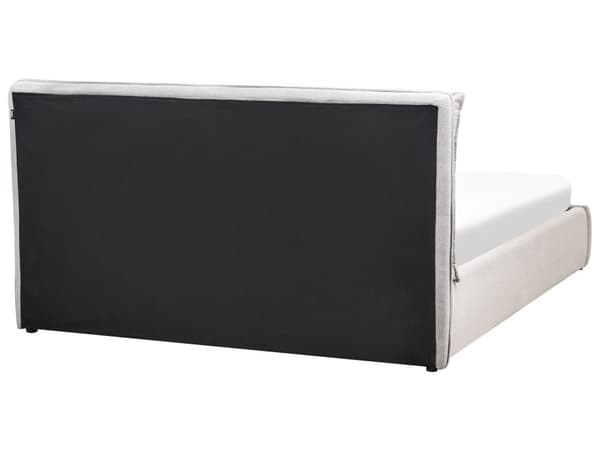 Seng Grå Polyester 160 x 200 cm Moderne To Mands Seng med Opbevaring Blød Sengegavl Dobbeltseng Sengeramme Retro Design