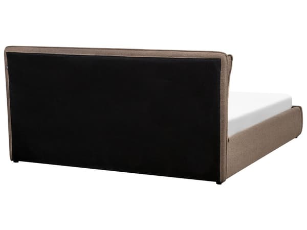 Seng Taupe Boucle 180 x 200 cm Moderne To Mands Seng med Opbevaring Blød Sengegavl Dobbeltseng Sengeramme Retro Design