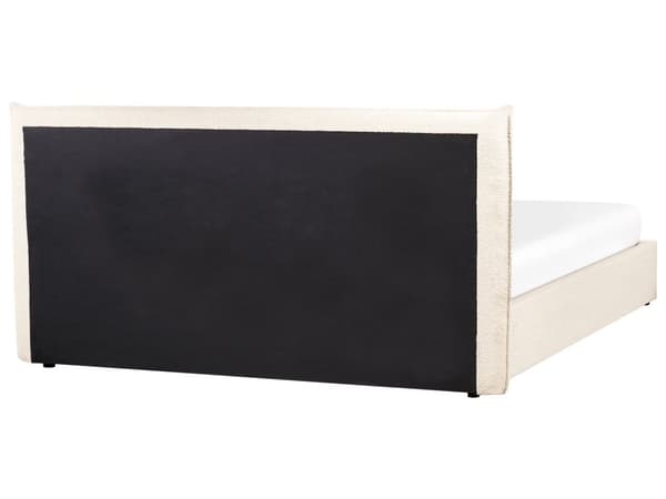 Seng Beige Boucle 180 x 200 cm Moderne To Mands Seng med Opbevaring Blød Sengegavl Dobbeltseng Sengeramme Retro Design