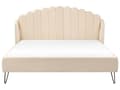 Miniatyrbilde 4 av 11: Sengeramme Beige Bouclé 180 x 200 cm Metallben Skjellformet sengegavl Retro og glamorøs stil Dobbeltseng Soverom
