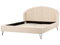 Miniatyrbilde 6 av 11: Sengeramme Beige Bouclé 180 x 200 cm Metallben Skjellformet sengegavl Retro og glamorøs stil Dobbeltseng Soverom