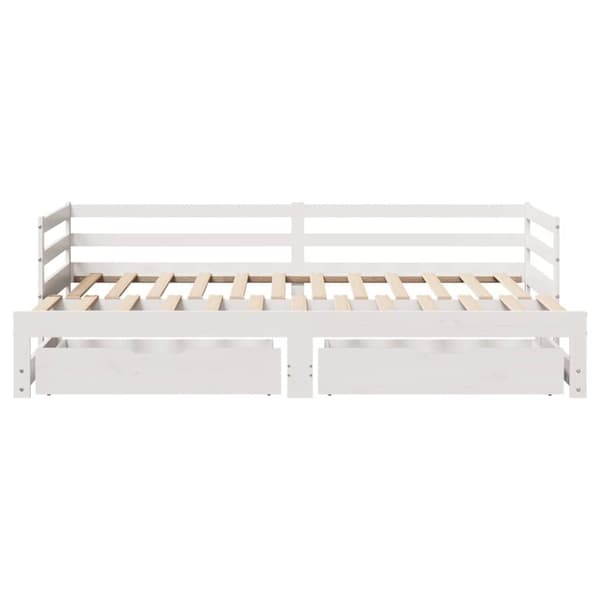 vidaXL Uttrekkbar dagseng med skuffer uten madrass hvit 80x200 cm