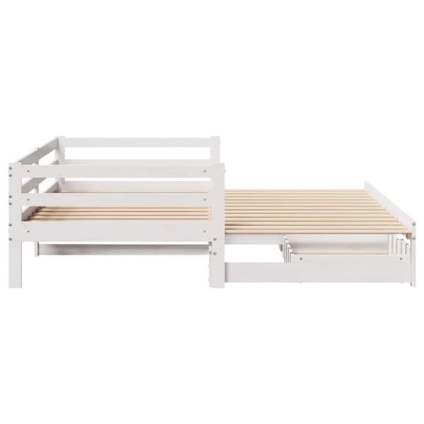 vidaXL Uttrekkbar dagseng med skuffer uten madrass hvit 80x200 cm