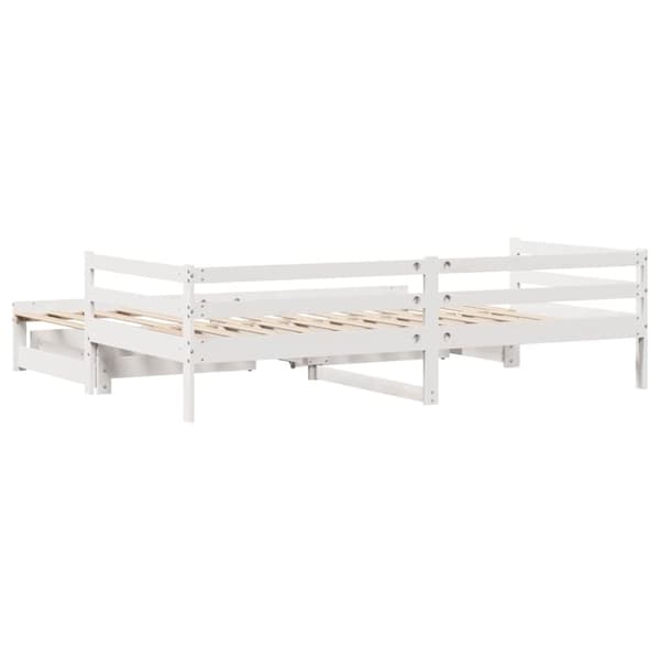 vidaXL Uttrekkbar dagseng med skuffer uten madrass hvit 80x200 cm