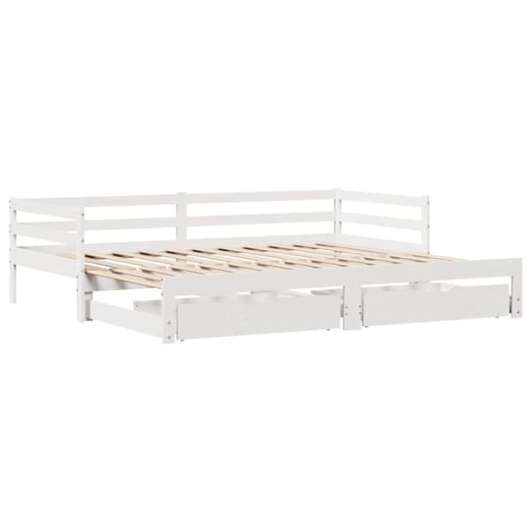 vidaXL Vuodesohva rullilla ja laatikoilla ei patjaa valkoinen 80x200cm