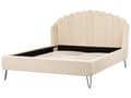 Miniatyrbillede 6 af 11: Seng Beige Boucle 160 x 200 cm Moderne To Mands Blød Sengegavl Dobbeltseng Sengeramme Retro Design Stofseng Plys