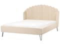 Miniatyrbillede 7 af 11: Seng Beige Boucle 160 x 200 cm Moderne To Mands Blød Sengegavl Dobbeltseng Sengeramme Retro Design Stofseng Plys