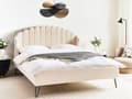 Miniatyrbillede 2 af 11: Seng Beige Boucle 160 x 200 cm Moderne To Mands Blød Sengegavl Dobbeltseng Sengeramme Retro Design Stofseng Plys