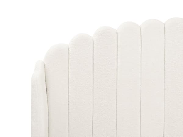 Seng Off White Boucle 140 x 200 cm Dekorativ Tre Kvart Seng med Sengegavl Halvanden Mands Kvalitetseng Stofseng Teenageværelse