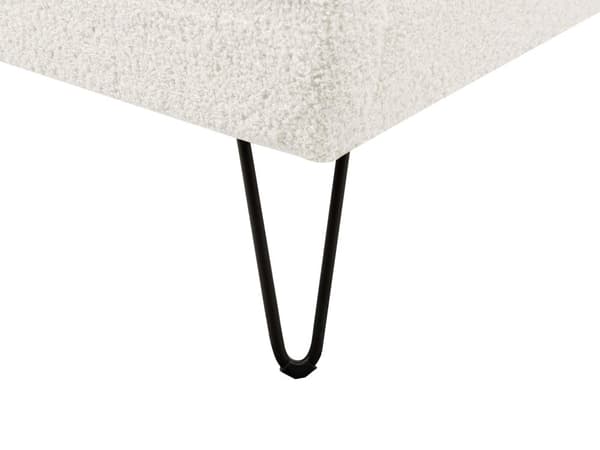 Seng Off White Boucle 140 x 200 cm Dekorativ Tre Kvart Seng med Sengegavl Halvanden Mands Kvalitetseng Stofseng Teenageværelse