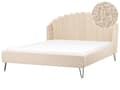 Miniatyrbillede 1 af 11: Seng Beige Boucle 180 x 200 cm Moderne To Mands Blød Sengegavl Dobbeltseng Sengeramme Retro Design Stofseng Plys
