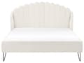 Miniatyrbillede 4 af 11: Seng Off White Boucle 160 x 200 cm Moderne To Mands Blød Sengegavl Dobbeltseng Sengeramme Retro Design Stofseng Plys