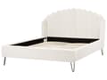 Miniatyrbillede 6 af 11: Seng Off White Boucle 160 x 200 cm Moderne To Mands Blød Sengegavl Dobbeltseng Sengeramme Retro Design Stofseng Plys