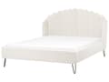 Miniatyrbillede 7 af 11: Seng Off White Boucle 160 x 200 cm Moderne To Mands Blød Sengegavl Dobbeltseng Sengeramme Retro Design Stofseng Plys