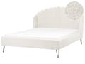 Miniatyrbillede 1 af 11: Seng Off White Boucle 160 x 200 cm Moderne To Mands Blød Sengegavl Dobbeltseng Sengeramme Retro Design Stofseng Plys