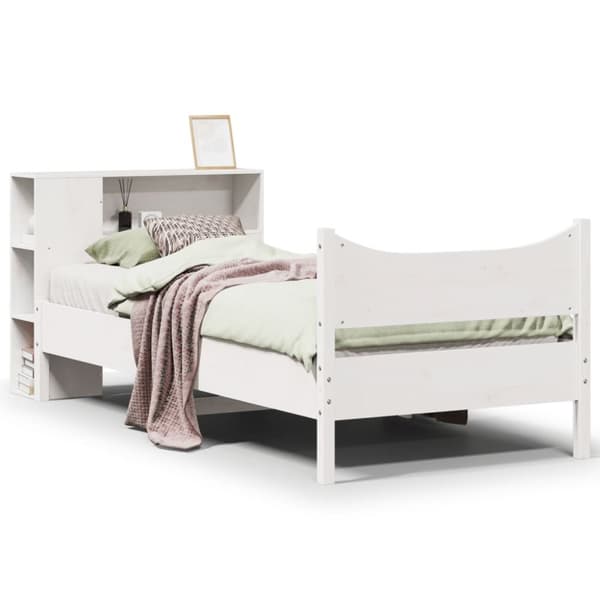 vidaXL sengeramme uden madras 75x190 cm massivt fyrretræ hvid