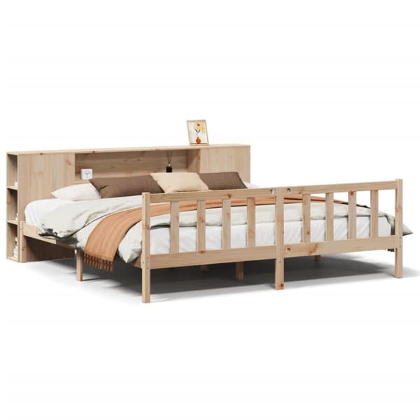 vidaXL Seng med bokhylle uten madrass 180x200 cm heltre furu