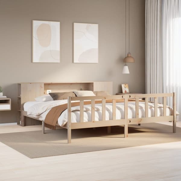vidaXL Seng med bokhylle uten madrass 180x200 cm heltre furu