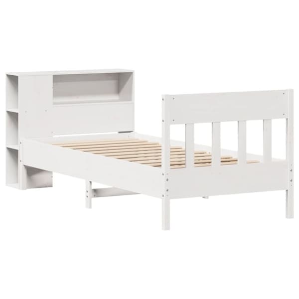 vidaXL seng med reol uden madras 75x190 cm massivt fyrretræ hvid