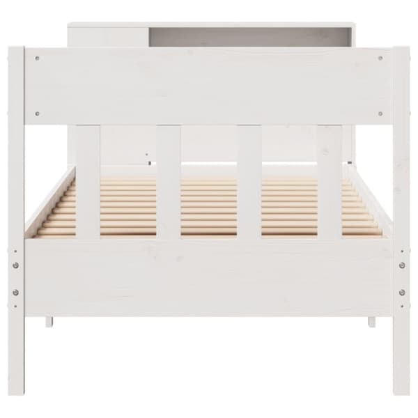 vidaXL seng med reol uden madras 75x190 cm massivt fyrretræ hvid