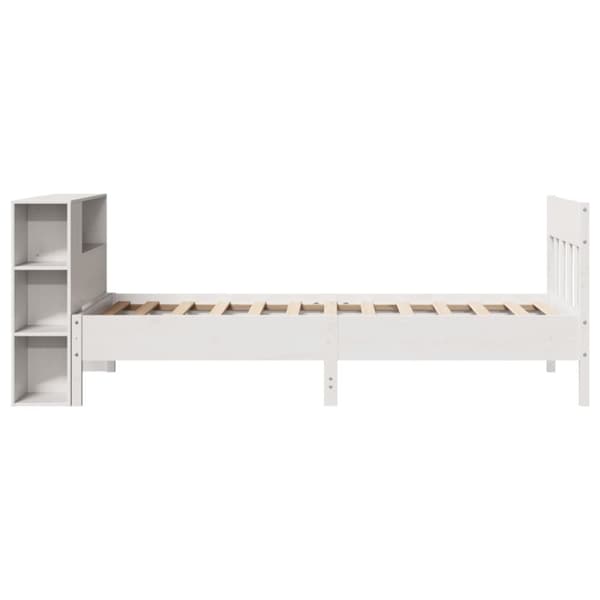 vidaXL seng med reol uden madras 75x190 cm massivt fyrretræ hvid