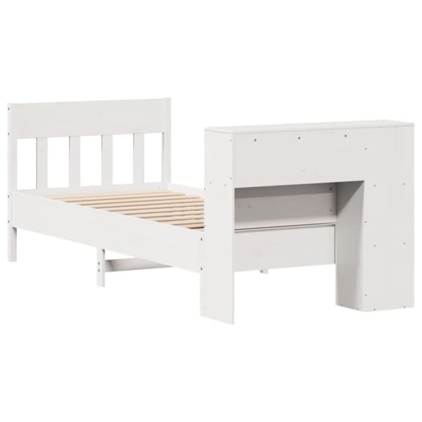 vidaXL seng med reol uden madras 75x190 cm massivt fyrretræ hvid
