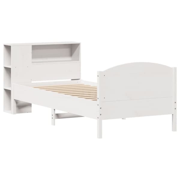 vidaXL seng med reol uden madras 75x190 cm massivt fyrretræ hvid