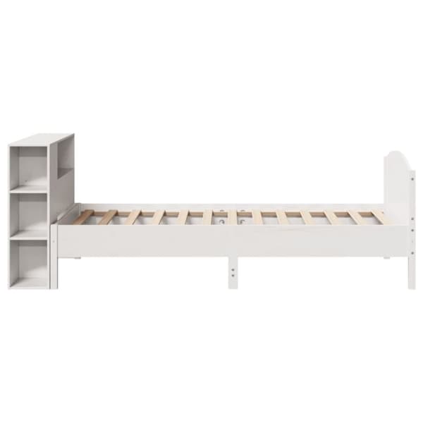 vidaXL seng med reol uden madras 75x190 cm massivt fyrretræ hvid