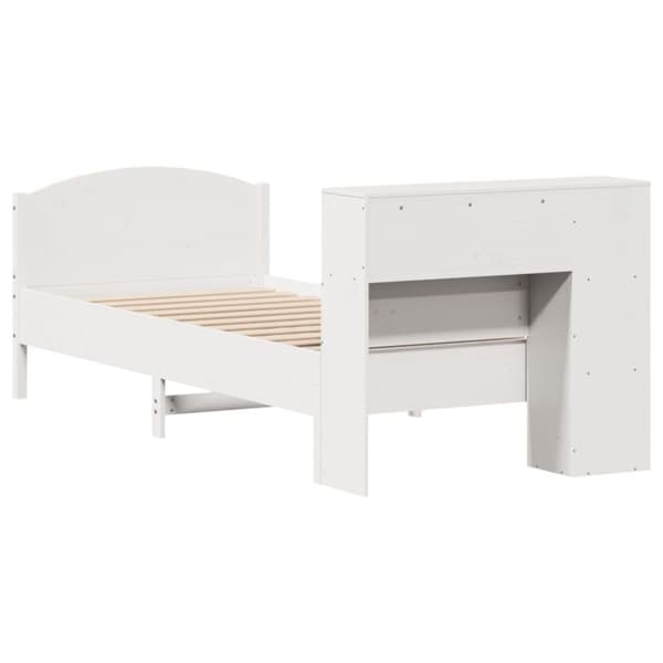 vidaXL seng med reol uden madras 75x190 cm massivt fyrretræ hvid