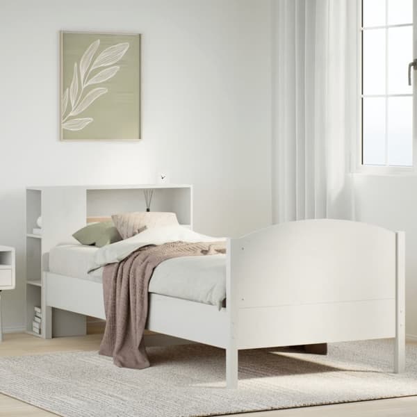 vidaXL seng med reol uden madras 75x190 cm massivt fyrretræ hvid