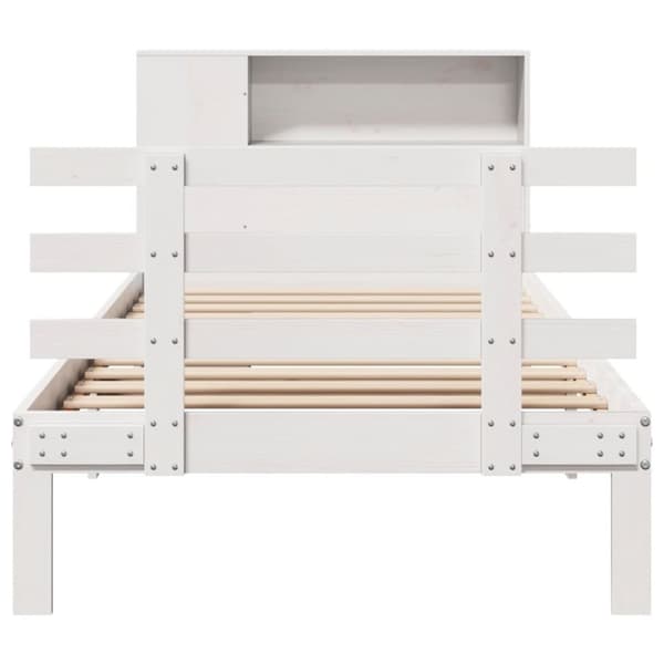 vidaXL seng med reol uden madras 75x190 cm massivt fyrretræ hvid