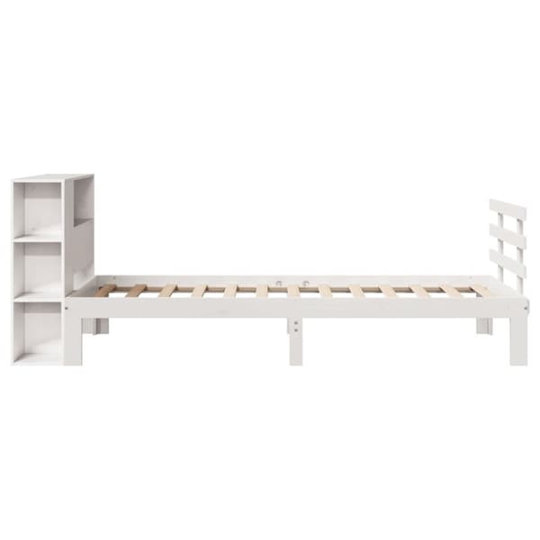 vidaXL seng med reol uden madras 75x190 cm massivt fyrretræ hvid