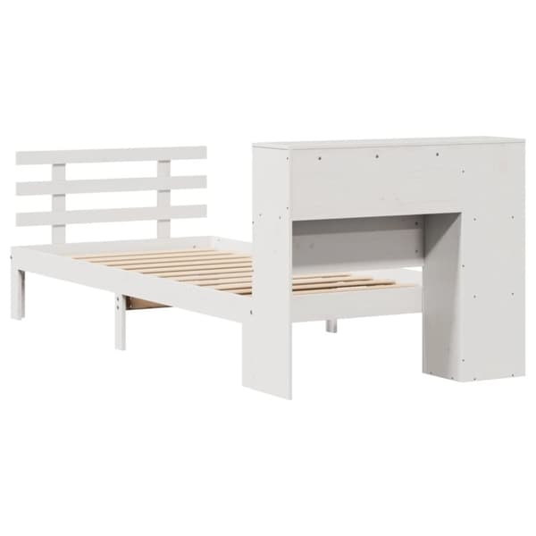 vidaXL seng med reol uden madras 75x190 cm massivt fyrretræ hvid