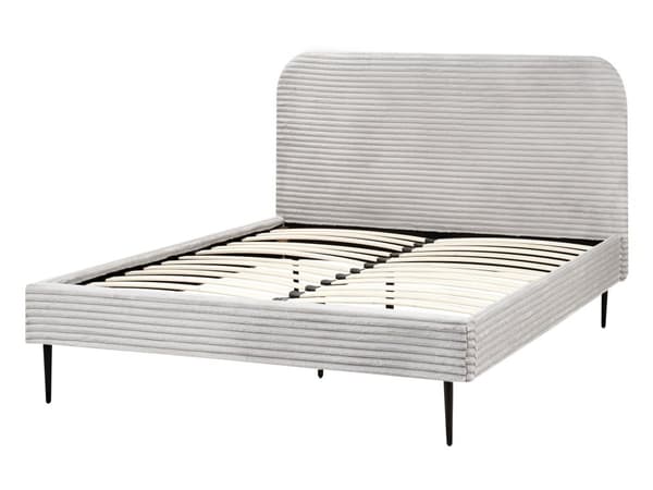 Sengeramme Lysegrå Kordfløyel 140 x 200 cm Polstret Sengeramme med Brede Rygger